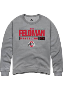 Nick Feldman Rally Mens Graphite Ohio State Buckeyes NIL Stacked Box Crew Sweatshirt