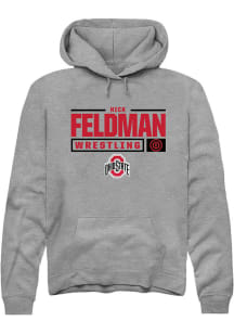Nick Feldman Rally Mens Graphite Ohio State Buckeyes NIL Stacked Box Hooded Sweatshirt