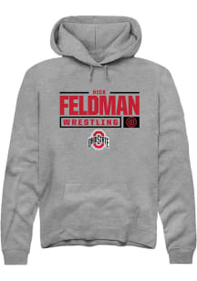 Nick Feldman Rally Mens Graphite Ohio State Buckeyes NIL Stacked Box Hooded Sweatshirt