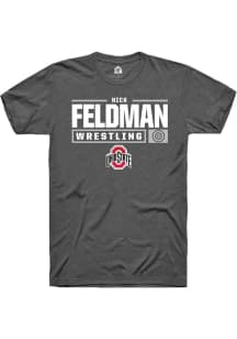 Nick Feldman Dark Grey Ohio State Buckeyes NIL Stacked Box Short Sleeve T Shirt