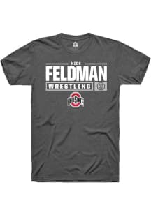 Nick Feldman Dark Grey Ohio State Buckeyes NIL Stacked Box Short Sleeve T Shirt