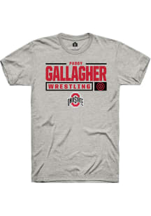 Paddy Gallagher Ash Ohio State Buckeyes NIL Stacked Box Short Sleeve T Shirt