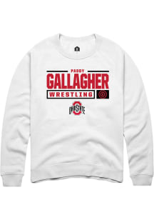 Paddy Gallagher Rally Mens White Ohio State Buckeyes NIL Stacked Box Crew Sweatshirt