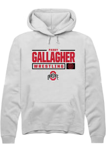 Paddy Gallagher Rally Mens White Ohio State Buckeyes NIL Stacked Box Hooded Sweatshirt
