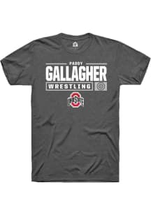 Paddy Gallagher Dark Grey Ohio State Buckeyes NIL Stacked Box Short Sleeve T Shirt