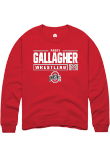 Paddy Gallagher Rally Mens Red Ohio State Buckeyes NIL Stacked Box Crew Sweatshirt