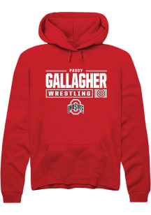 Paddy Gallagher Rally Mens Red Ohio State Buckeyes NIL Stacked Box Hooded Sweatshirt
