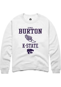 Sydney Burton Rally Mens White K-State Wildcats NIL Sport Icon Track Crew Sweatshirt