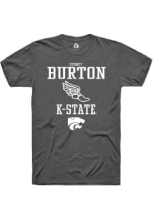 Sydney Burton Dark Grey K-State Wildcats NIL Sport Icon Track Short Sleeve T Shirt