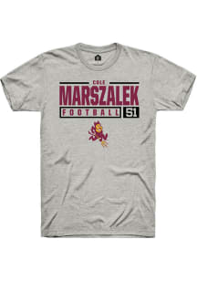 Cole Marszalek  Arizona State Sun Devils Ash Rally NIL Stacked Box Short Sleeve T Shirt