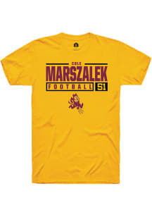 Cole Marszalek  Arizona State Sun Devils Gold Rally NIL Stacked Box Short Sleeve T Shirt