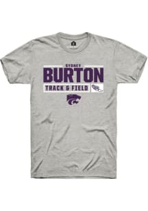 Sydney Burton Ash K-State Wildcats NIL Stacked Box Track Short Sleeve T Shirt