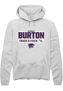 Sydney Burton Rally Mens White K-State Wildcats NIL Stacked Box Track Hooded Sweatshirt