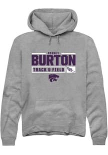 Sydney Burton Rally Mens Graphite K-State Wildcats NIL Stacked Box Track Hooded Sweatshirt