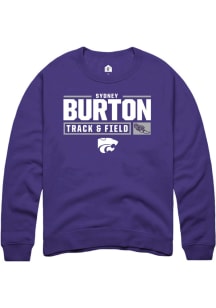 Sydney Burton Rally Mens Purple K-State Wildcats NIL Stacked Box Track Crew Sweatshirt