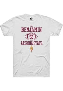Sam Benjamin  Arizona State Sun Devils White Rally NIL Sport Icon Short Sleeve T Shirt