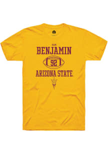 Sam Benjamin  Arizona State Sun Devils Gold Rally NIL Sport Icon Short Sleeve T Shirt