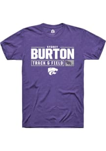 Sydney Burton Purple K-State Wildcats NIL Stacked Box Track Short Sleeve T Shirt