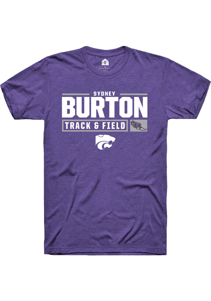 Sydney Burton K-State Wildcats Purple Rally NIL Stacked Box Short Sleeve T Shirt