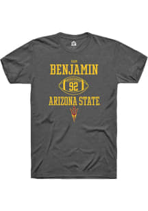 Sam Benjamin  Arizona State Sun Devils Dark Grey Rally NIL Sport Icon Short Sleeve T Shirt