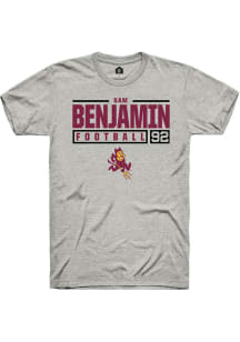 Sam Benjamin  Arizona State Sun Devils Ash Rally NIL Stacked Box Short Sleeve T Shirt