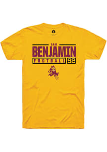 Sam Benjamin  Arizona State Sun Devils Gold Rally NIL Stacked Box Short Sleeve T Shirt