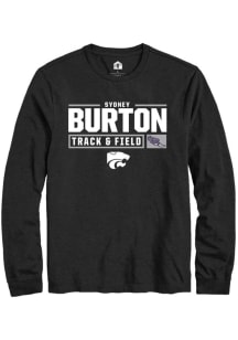 Sydney Burton Rally Mens Black K-State Wildcats NIL Stacked Box Track Tee