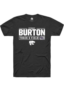 Sydney Burton Black K-State Wildcats NIL Stacked Box Track Short Sleeve T Shirt