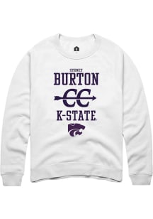 Sydney Burton Rally Mens White K-State Wildcats NIL Sport Icon Crew Sweatshirt