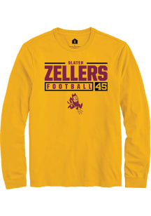 Slater Zellers  Arizona State Sun Devils Gold Rally NIL Stacked Box Long Sleeve T Shirt