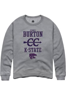 Sydney Burton Rally Mens Graphite K-State Wildcats NIL Sport Icon Crew Sweatshirt