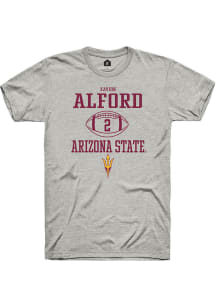 Xavion Alford  Arizona State Sun Devils Ash Rally NIL Sport Icon Short Sleeve T Shirt