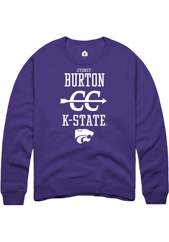 Sydney Burton Rally K-State Wildcats Mens Purple NIL Sport Icon Long Sleeve Crew Sweatshirt