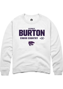 Sydney Burton Rally Mens White K-State Wildcats NIL Stacked Box Crew Sweatshirt