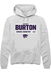 Sydney Burton Rally Mens White K-State Wildcats NIL Stacked Box Hooded Sweatshirt