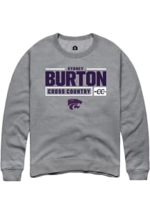 Sydney Burton Rally Mens Graphite K-State Wildcats NIL Stacked Box Crew Sweatshirt