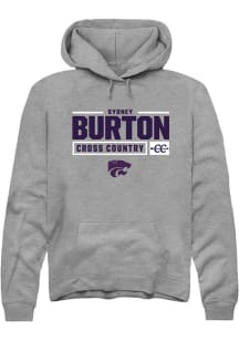 Sydney Burton Rally Mens Graphite K-State Wildcats NIL Stacked Box Hooded Sweatshirt