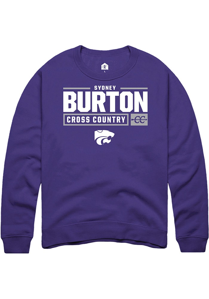 Sydney Burton Rally K-State Wildcats Mens Purple NIL Stacked Box Long Sleeve Crew Sweatshirt