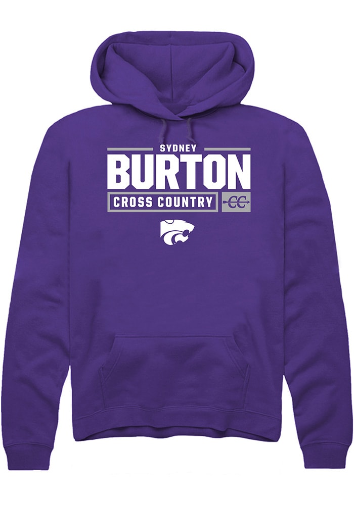 Sydney Burton Rally K-State Wildcats Mens Purple NIL Stacked Box Long Sleeve Hoodie