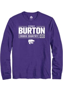 Sydney Burton Rally Mens Purple K-State Wildcats NIL Stacked Box Tee