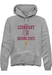 Ashley Leonhart  Rally Arizona State Sun Devils Mens Grey NIL Sport Icon Long Sleeve Hoodie