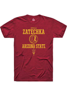 Estella Zatechka  Arizona State Sun Devils Maroon Rally NIL Sport Icon Short Sleeve T Shirt