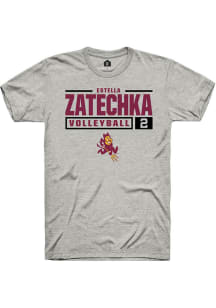 Estella Zatechka  Arizona State Sun Devils Ash Rally NIL Stacked Box Short Sleeve T Shirt