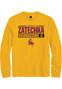 Estella Zatechka  Arizona State Sun Devils Gold Rally NIL Stacked Box Long Sleeve T Shirt