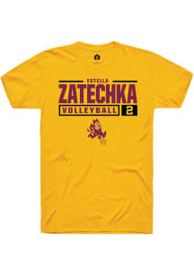 Estella Zatechka  Arizona State Sun Devils Gold Rally NIL Stacked Box Short Sleeve T Shirt