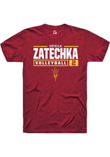 Estella Zatechka  Arizona State Sun Devils Maroon Rally NIL Stacked Box Short Sleeve T Shirt