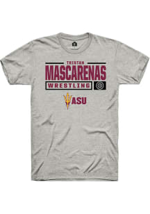 Tristan Mascarenas  Arizona State Sun Devils Ash Rally NIL Stacked Box Short Sleeve T Shirt