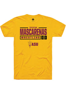 Tristan Mascarenas  Arizona State Sun Devils Gold Rally NIL Stacked Box Short Sleeve T Shirt