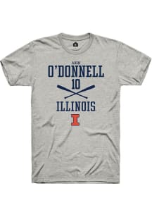 Aden O'Donnell  Illinois Fighting Illini Ash Rally NIL Sport Icon Short Sleeve T Shirt