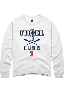 Aden O'Donnell Rally Mens White Illinois Fighting Illini NIL Sport Icon Crew Sweatshirt